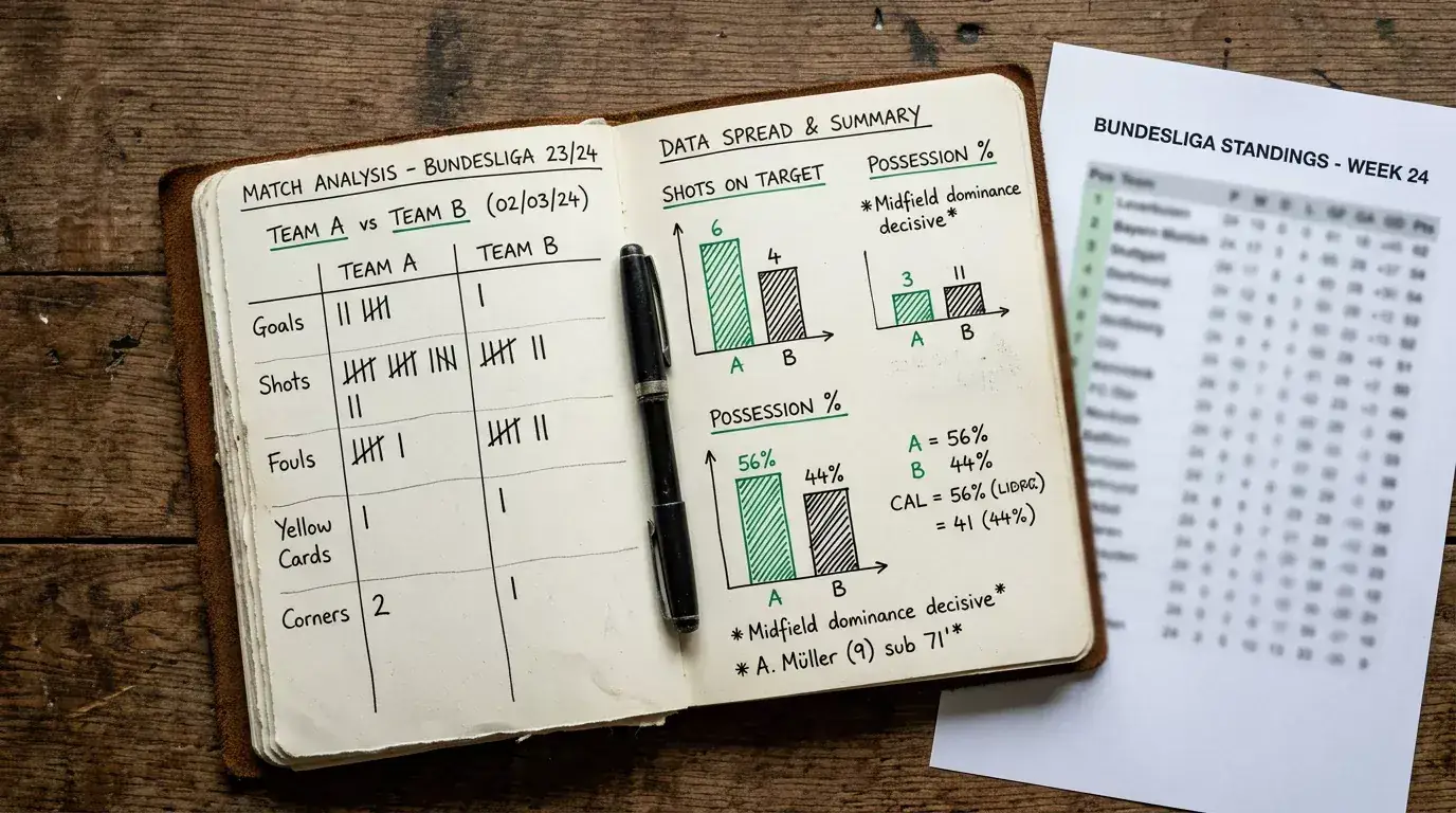Cuaderno con anotaciones de estadísticas de partidos y promedios de goles de la Liga Profesional Argentina